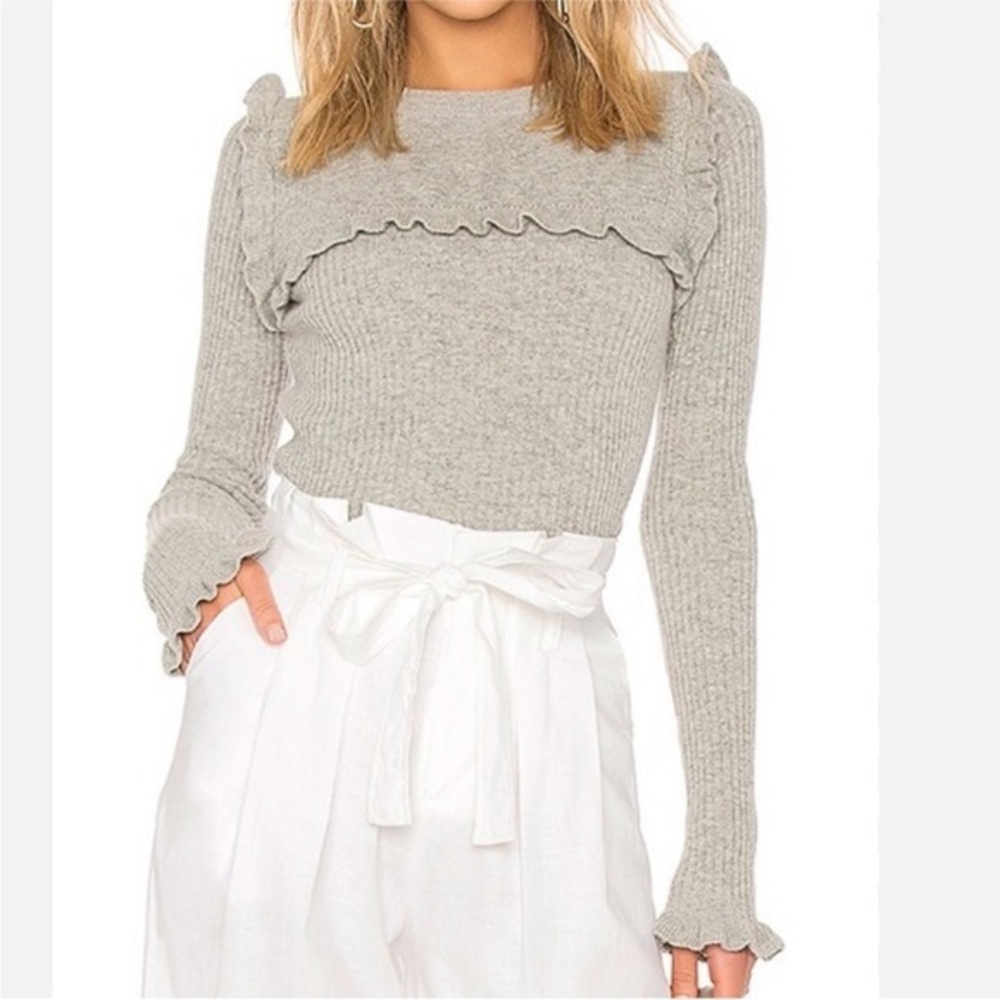 See By Chloe Ruffle Sweater in Drizzle Grey